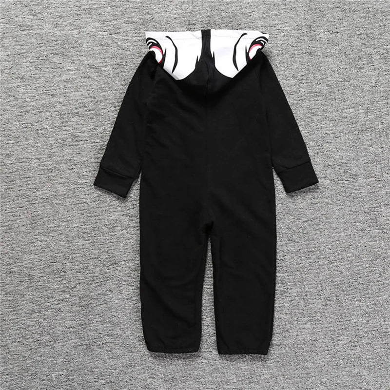 Baby Kids Halloween Clothing Skull Print Toddler Boys Girls Rompers Hooded Jumpsuit Bebe Skull Trick Clothes Zipper Outfits