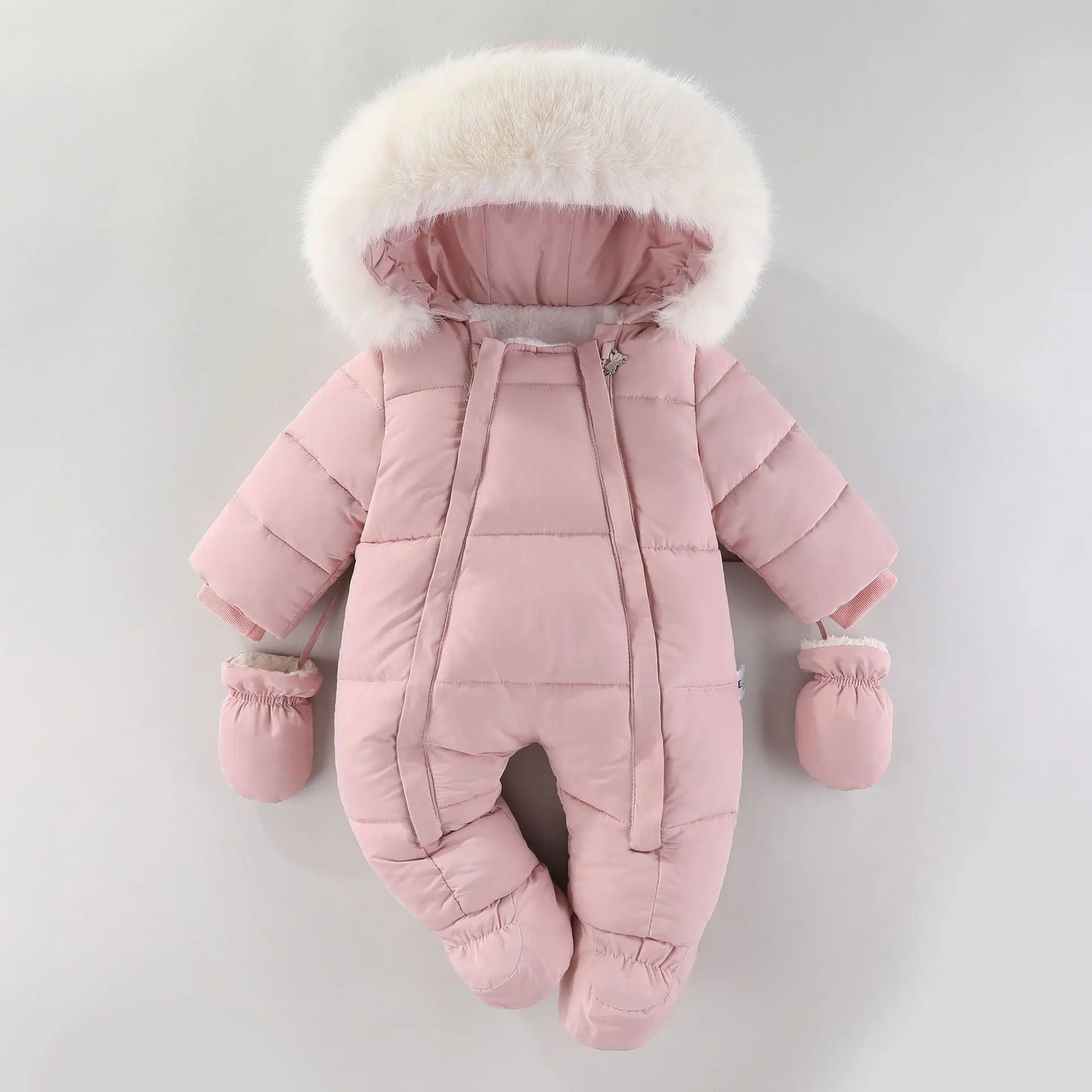 YBFSKID Baby Girls Winter Jumpsuits Plus Velvet Warm Newborn Babys Overalls Infant Girls Snowsuit Toddler Romper Outerwear Coats