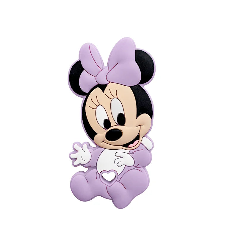 1pcs Silicone Cartoon Stlch Donald Duck Baby Teether Rodent BPA Food Free Silicone Teeth Nursing Pacifier Clip Silicone Bead