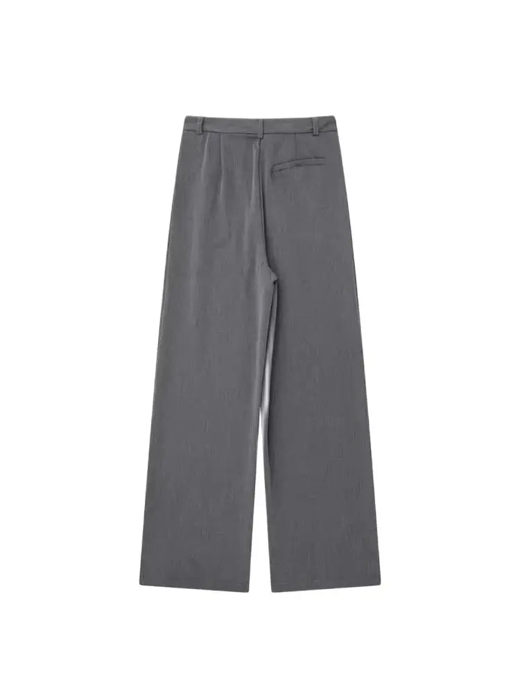 Women Fashion With Darts Front Pockets Wide Leg Pants Vintage High Waist Zipper Fly Female Trousers Mujer