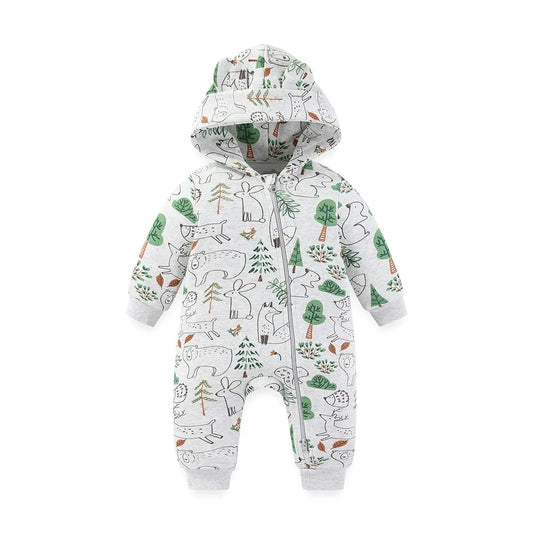 1 PCS Thick Baby Hooded Jumpsuits Warm Newborn Boy Girl Rompers Spring Autumn Winter 0-24M Infant Clothes
