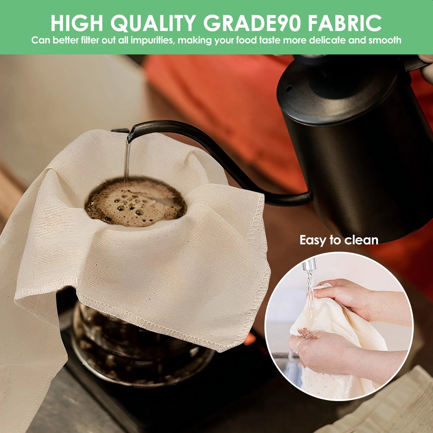 12Pcs Cheese Cloths Natural Unbleached Cotton Cheesecloth 20 Inch Square Cheese Cloths Reusable Organic Kitchen Fine Mesh Strain