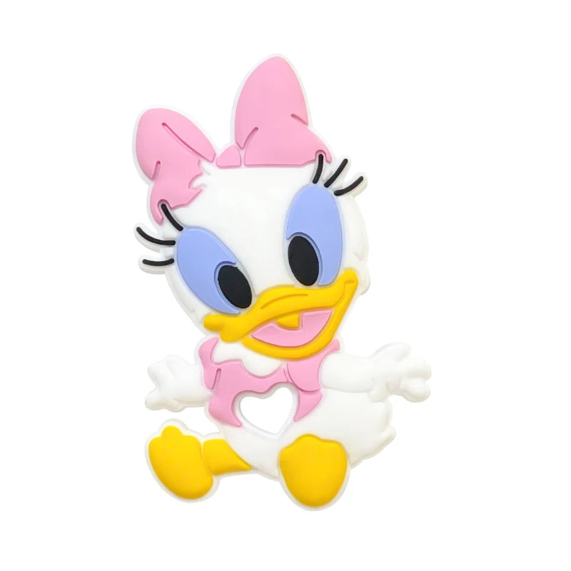 1pcs Silicone Cartoon Stlch Donald Duck Baby Teether Rodent BPA Food Free Silicone Teeth Nursing Pacifier Clip Silicone Bead