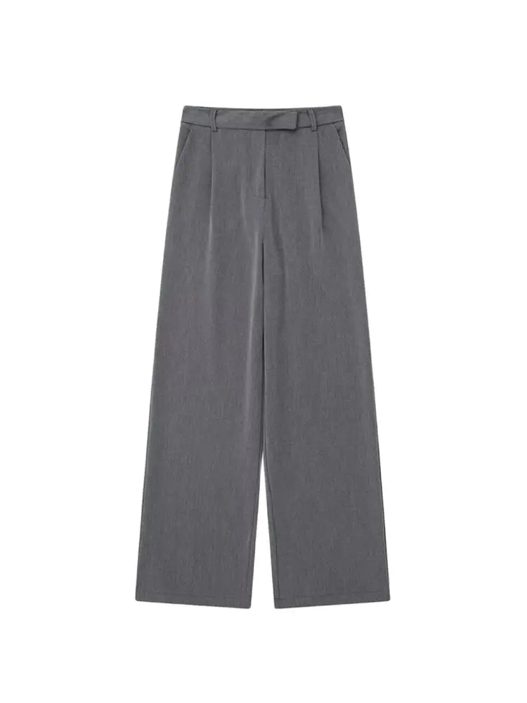 Women Fashion With Darts Front Pockets Wide Leg Pants Vintage High Waist Zipper Fly Female Trousers Mujer