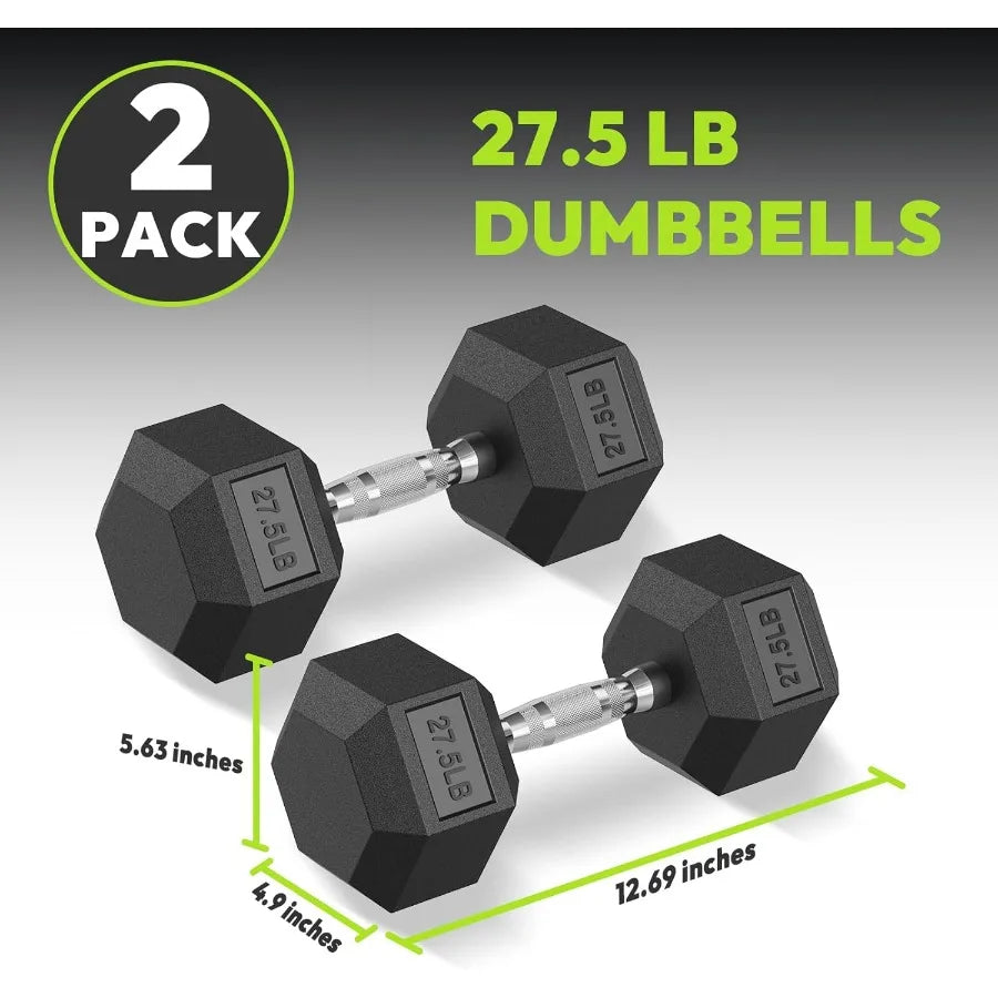 Hex Dumbbell Set 2.5400 lb Rubber Encased Exercise Fitness Dumbbells Weights Dumbbells Set of 2 Hand Weight for Strength Traini