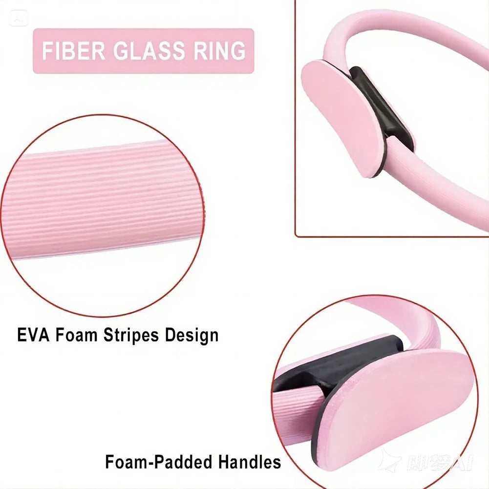 Pilates Ring Fitness Ring with Non Slip Handles Flexible Resistance Exercise Equipment Portable for Toning Inner & Outer Thighs