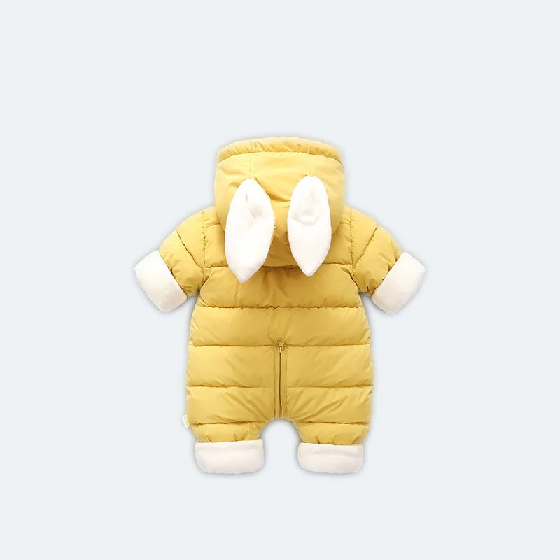 OLEKID 2025 Winter Baby Romper Plus Velvet Warm Baby Girl Snowsuit Cartoon Rabbit Baby Boys Jumpsuit Toddler Girl Overalls