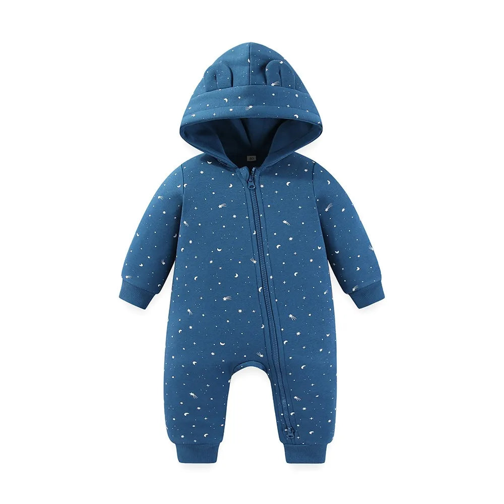 1 PCS Thick Baby Hooded Jumpsuits Warm Newborn Boy Girl Rompers Spring Autumn Winter 0-24M Infant Clothes