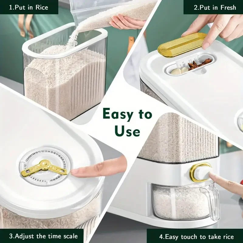 11.02LB 22.05LB metering distributor, large dry food storage container, food distributor for kitchen organization and food stora