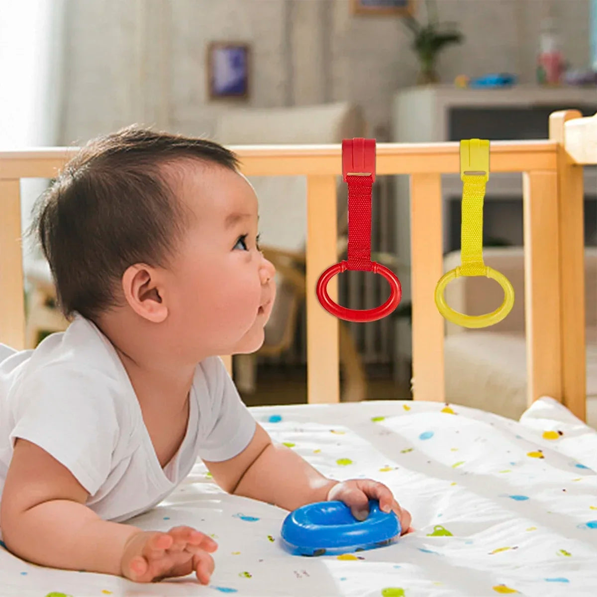 4pcs Baby Cot Rings Walking Assistant Rings Baby Crib Pull Rings for Walking Training Baby Stand up Ring Protection Ergonomic
