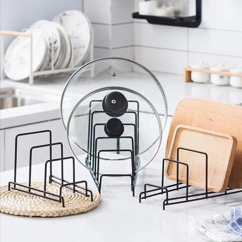 Iron Art Rack Shelf Multi Layer Space Saving Organizer Cutting Board Pot Lid Plates Stand Holder Storage For Kitchen Home Decor