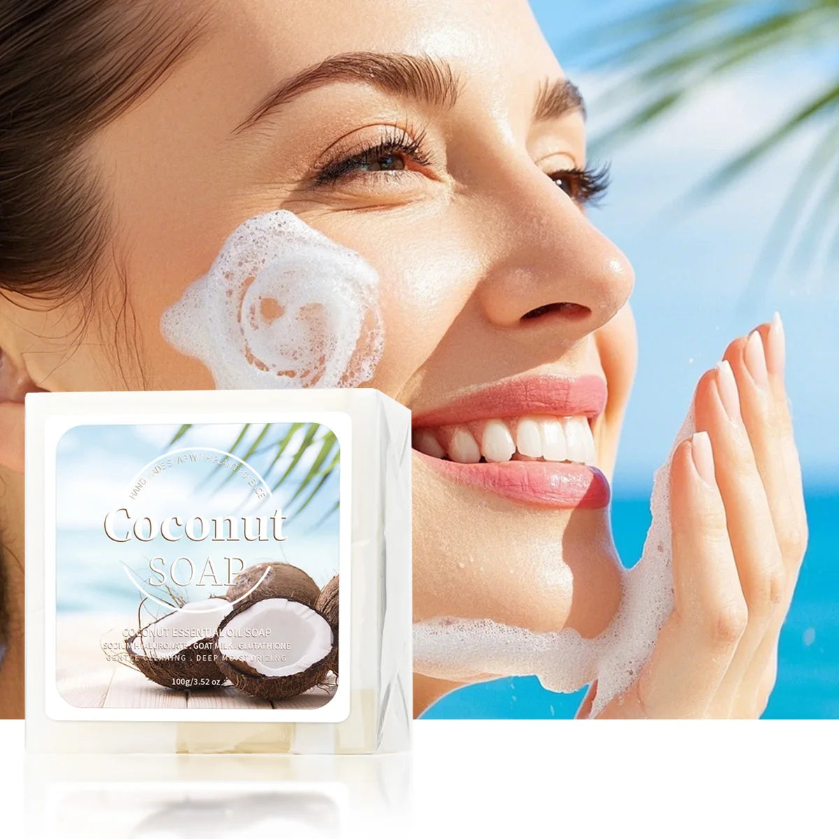 100g B+ Coconut Milk Organic Pure Plant Extract Handmade Soap Facial Treatment Acne Goat Milk Soap