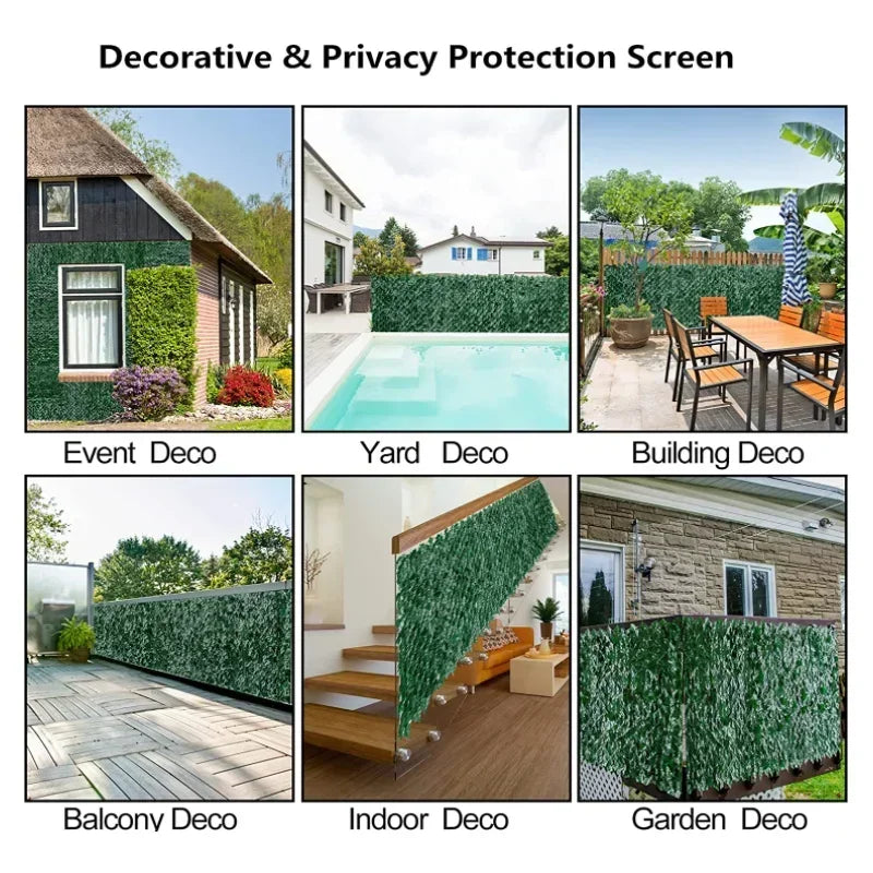100X300cm Artificial Ivy Fence Plant Grass Wall Panel Faux Green Leaf Hedge Privacy Screen Outdoor Home Garden Balcony Decor
