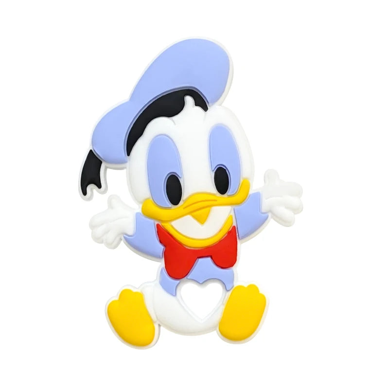 1pcs Silicone Cartoon Stlch Donald Duck Baby Teether Rodent BPA Food Free Silicone Teeth Nursing Pacifier Clip Silicone Bead