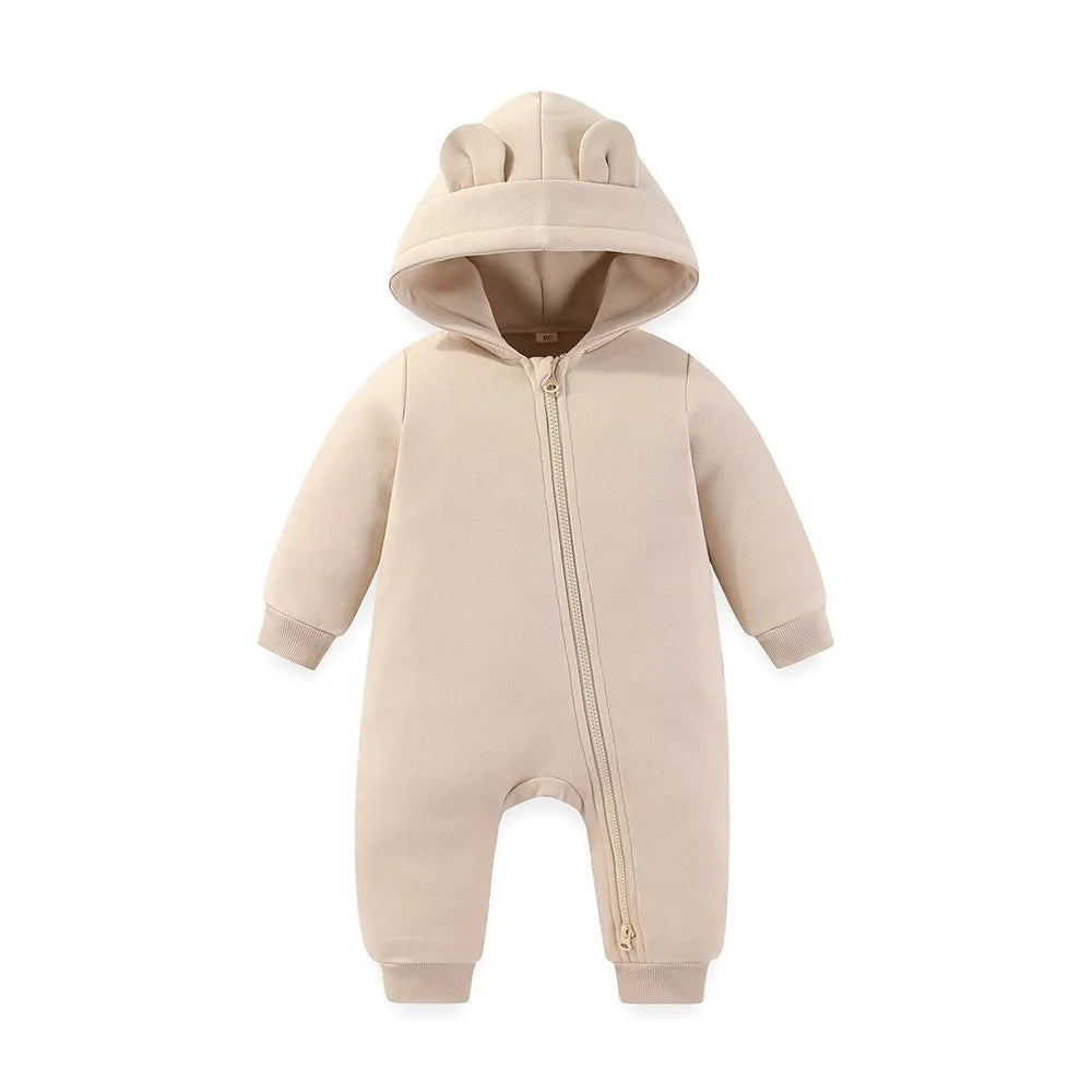 1 PCS Thick Baby Hooded Jumpsuits Warm Newborn Boy Girl Rompers Spring Autumn Winter 0-24M Infant Clothes
