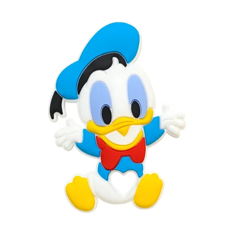 1pcs Silicone Cartoon Stlch Donald Duck Baby Teether Rodent BPA Food Free Silicone Teeth Nursing Pacifier Clip Silicone Bead