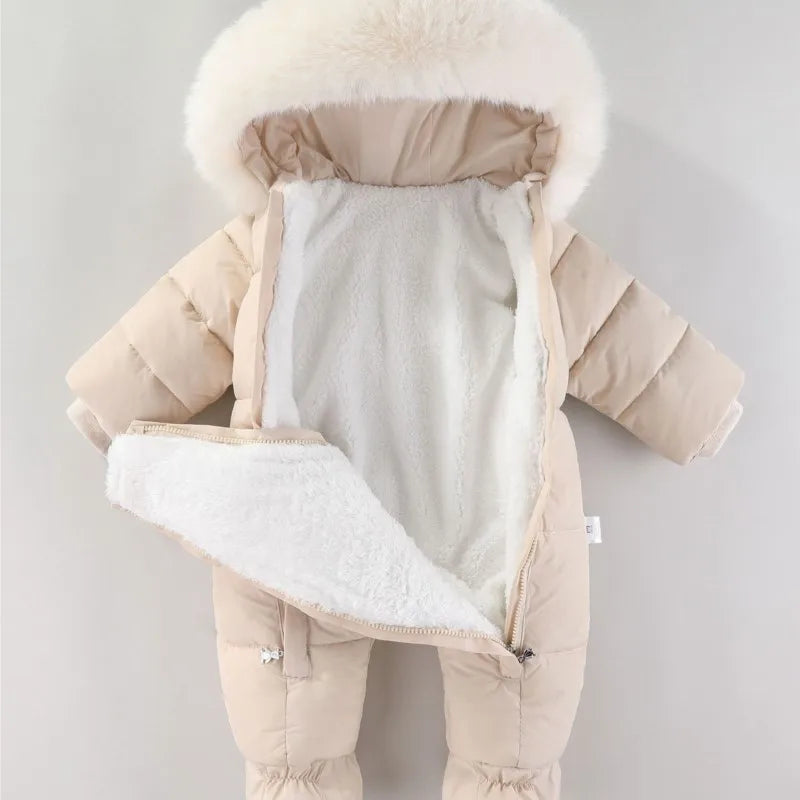 YBFSKID Baby Girls Winter Jumpsuits Plus Velvet Warm Newborn Babys Overalls Infant Girls Snowsuit Toddler Romper Outerwear Coats