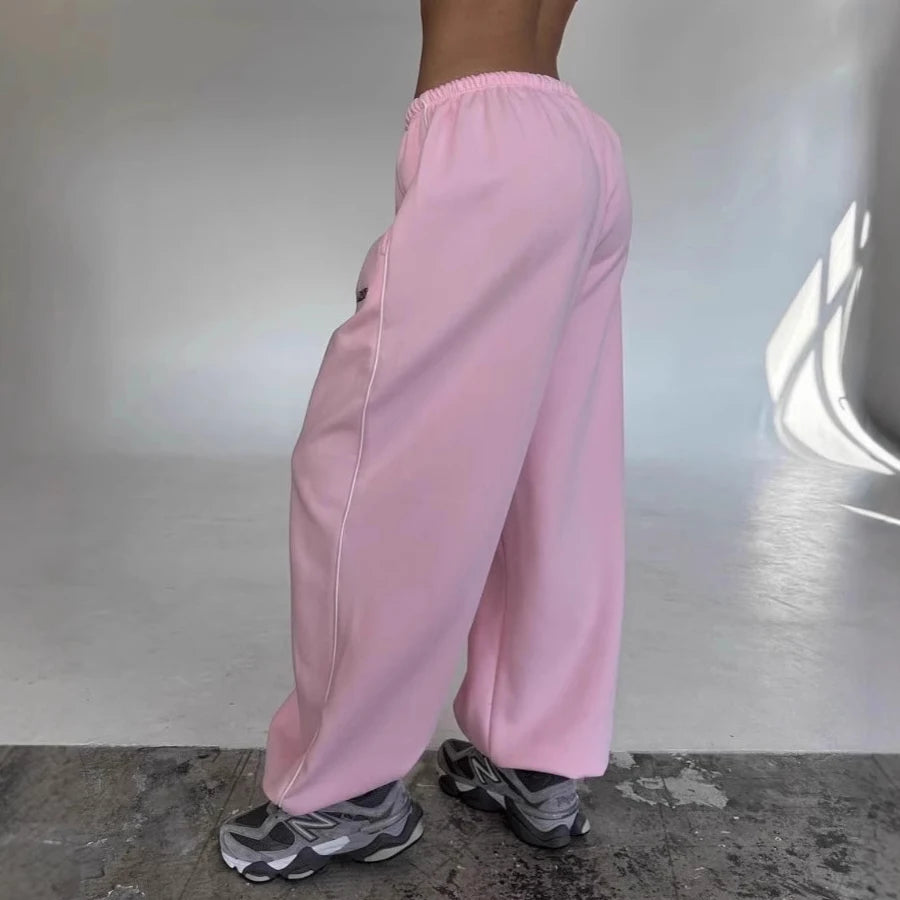Y2K American Black Retro Hip-Hop Oversized Woman Fashion Casual Sweatpants Loose Jogging Pants High Waist Wide-Leg Streetwear