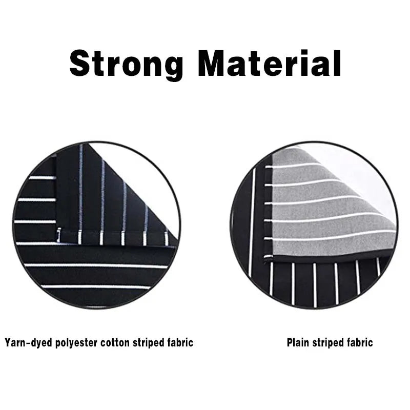 White Black Striped Man Woman Home Restaurant Kitchen Baking Nail Bib Oil Repellent Work Apron 2 Pockets Adjustable Clean Apron