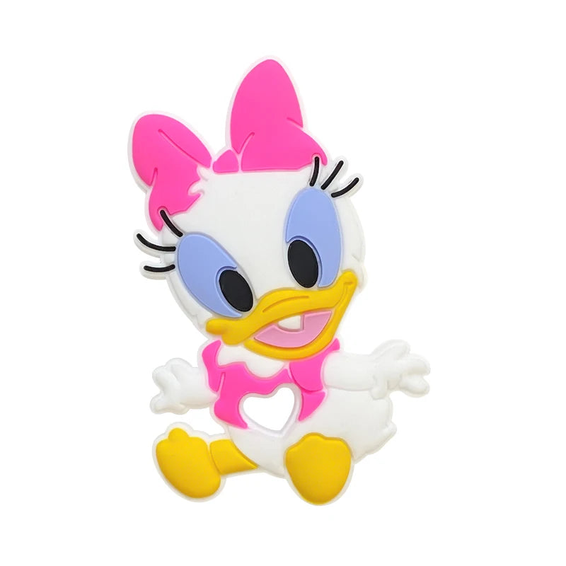 1pcs Silicone Cartoon Stlch Donald Duck Baby Teether Rodent BPA Food Free Silicone Teeth Nursing Pacifier Clip Silicone Bead