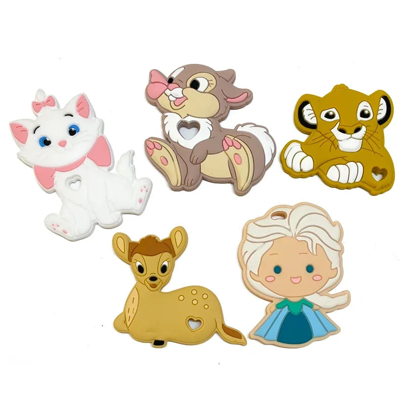 1pcs Silicone Cartoon Stlch Donald Duck Baby Teether Rodent BPA Food Free Silicone Teeth Nursing Pacifier Clip Silicone Bead