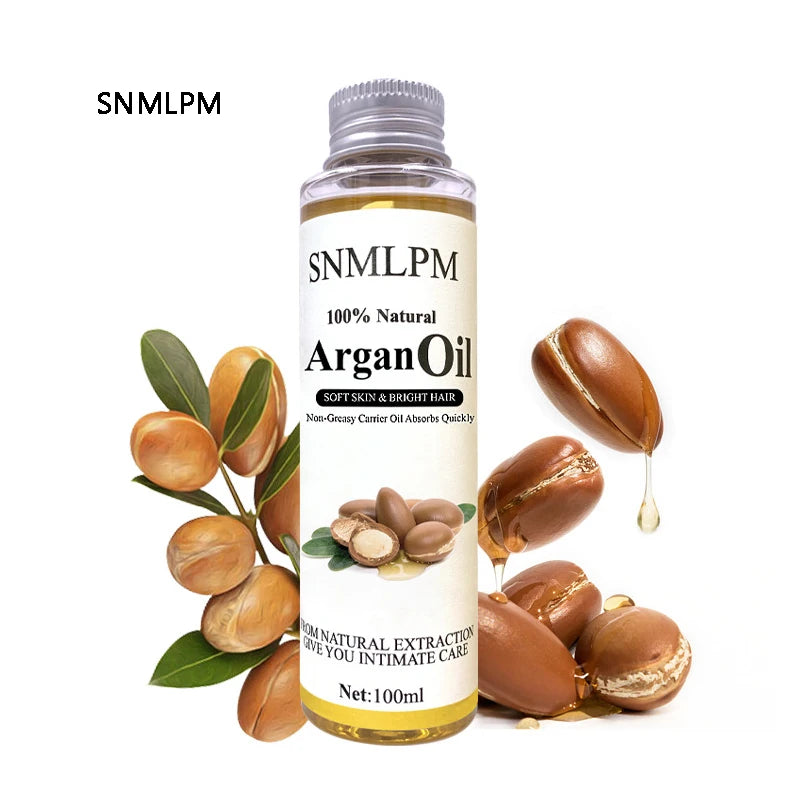 100% Pure Organic Moroccan Argan Oil For Hair, Skin, Nails, Cuticles, Face, Beards Cold Pressed, Unscented Soft Skin Bright Hair