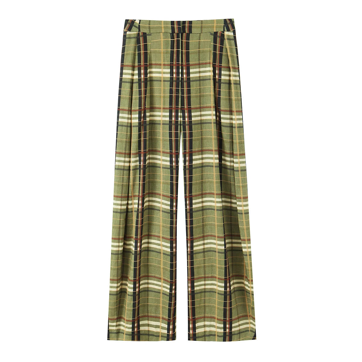HH Women Autumn New Ramie Bloomers Plaid Printed Loose Pants Female Fashion Versatile Drawstring Streetwear Casual Trousers