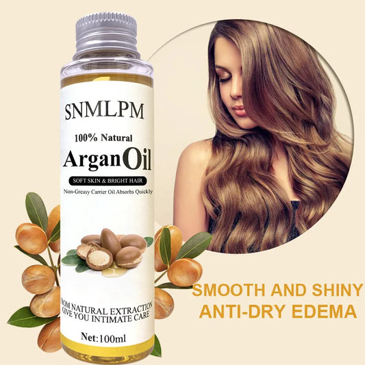 100% Pure Organic Moroccan Argan Oil For Hair, Skin, Nails, Cuticles, Face, Beards Cold Pressed, Unscented Soft Skin Bright Hair