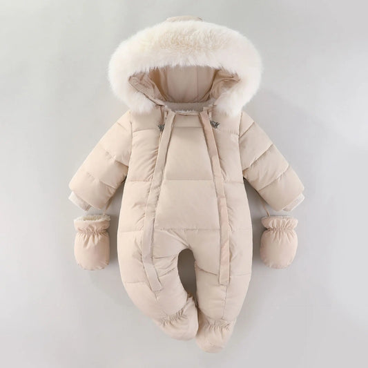 YBFSKID Baby Girls Winter Jumpsuits Plus Velvet Warm Newborn Babys Overalls Infant Girls Snowsuit Toddler Romper Outerwear Coats