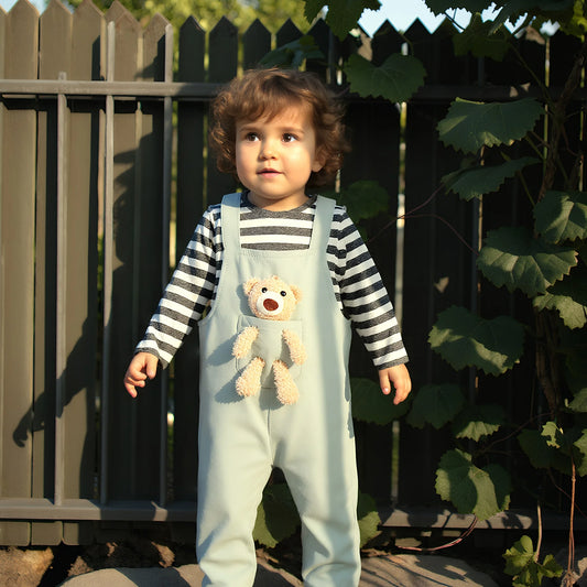 Fashion Autumn Long Sleeve Baby Boys Girls Rompers Lovely Bear Infants Cotton Clothing Jumpsuits Striped