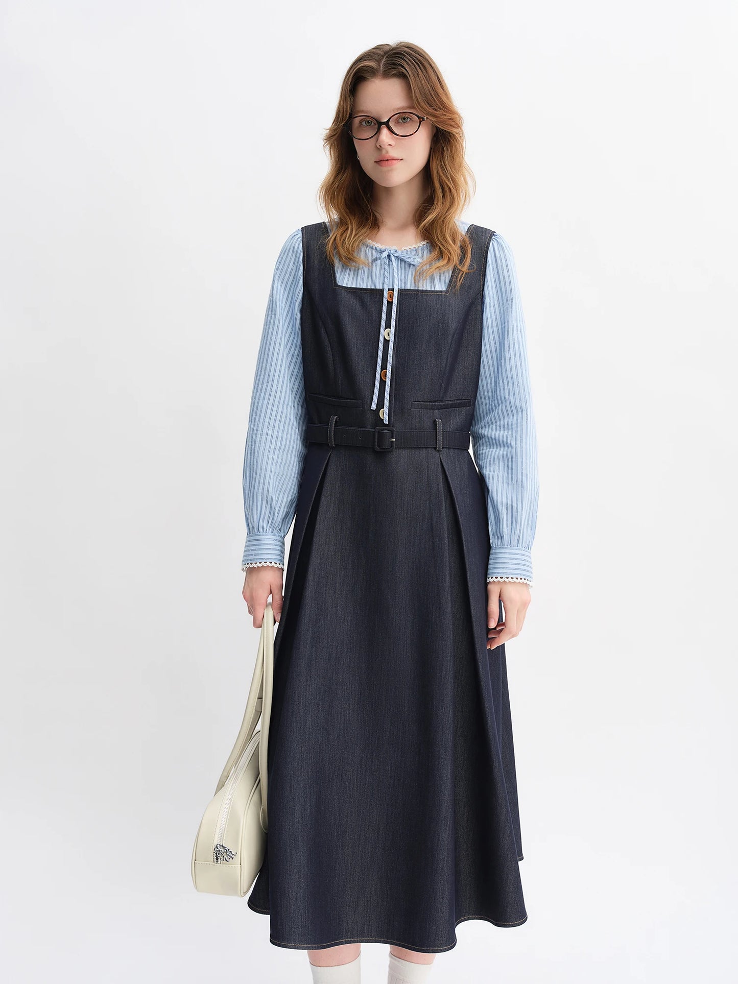 DUSHU Nordic Style Fashion Denim Suit Women Autumn 2025 New Long and Short Vest Skirt Vintage Clothing Ins Dresses 25DS83108