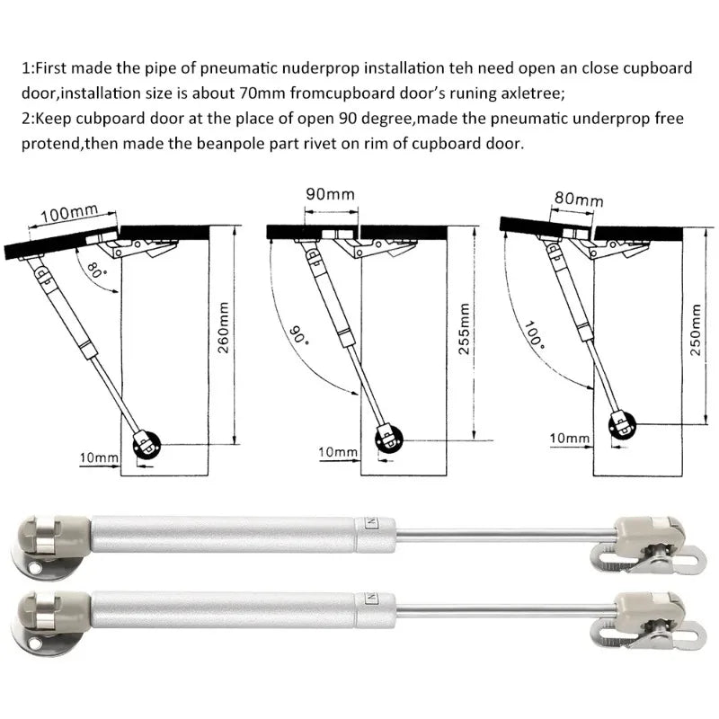 2/4Pcs 20/40/60/80N/100N/200N Furniture Hinge Kitchen Cabinet Door Lift Pneumatic Support Hydraulic Gas Spring Stay