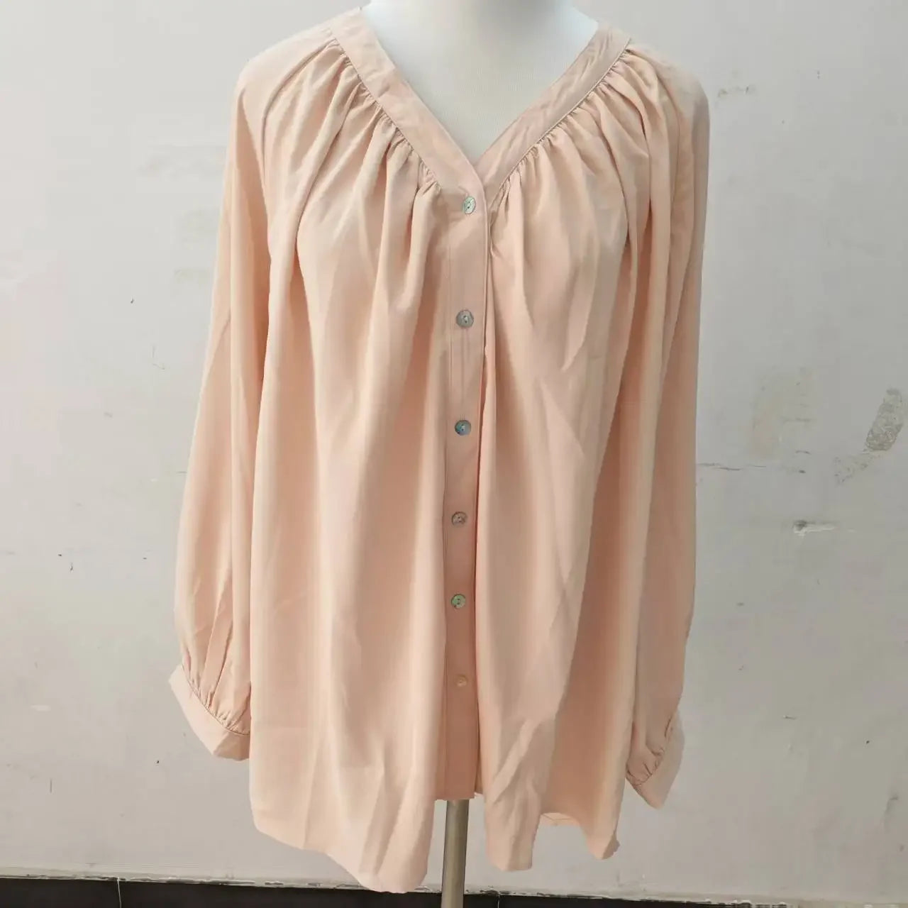 Long Sleeve V-Neck Loose Casual Sun Protection Shirt Cardigan Outerwear Apricot Color Zhao Lusi Style Women's Fashion Summer 202