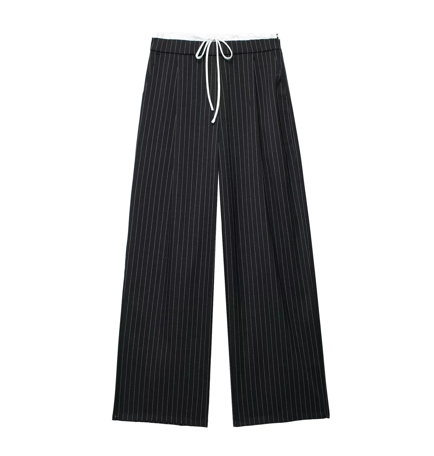 SIYANG  2024 Women Fashion Vintage Solid Straight Pants Side Zipper Drawstring Casual Trousers Spring New Female Wide Leg Pants
