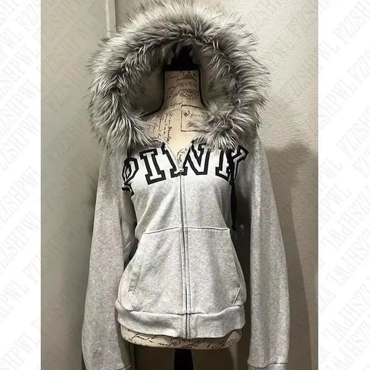 2025 Y2k Women Gothic Hip Hop Fashion Graphic Punk Letter Print Zip Up Hoodies Aesthetic Harajuku Hoodies Clothes Streetwear